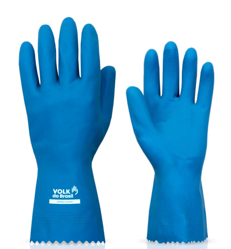 LUVA LATEX SILVER SLIM AZUL VOLK CA-37277